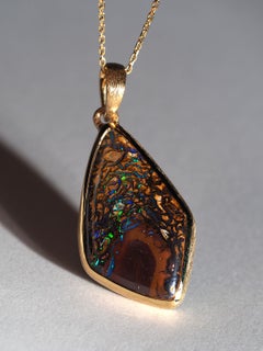 Boulder Koroit Opal Silver pendant gold plated necklace gift Christmas