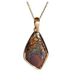 Boulder Koroit Collier pendentif en argent plaqué or cadeau de Noël