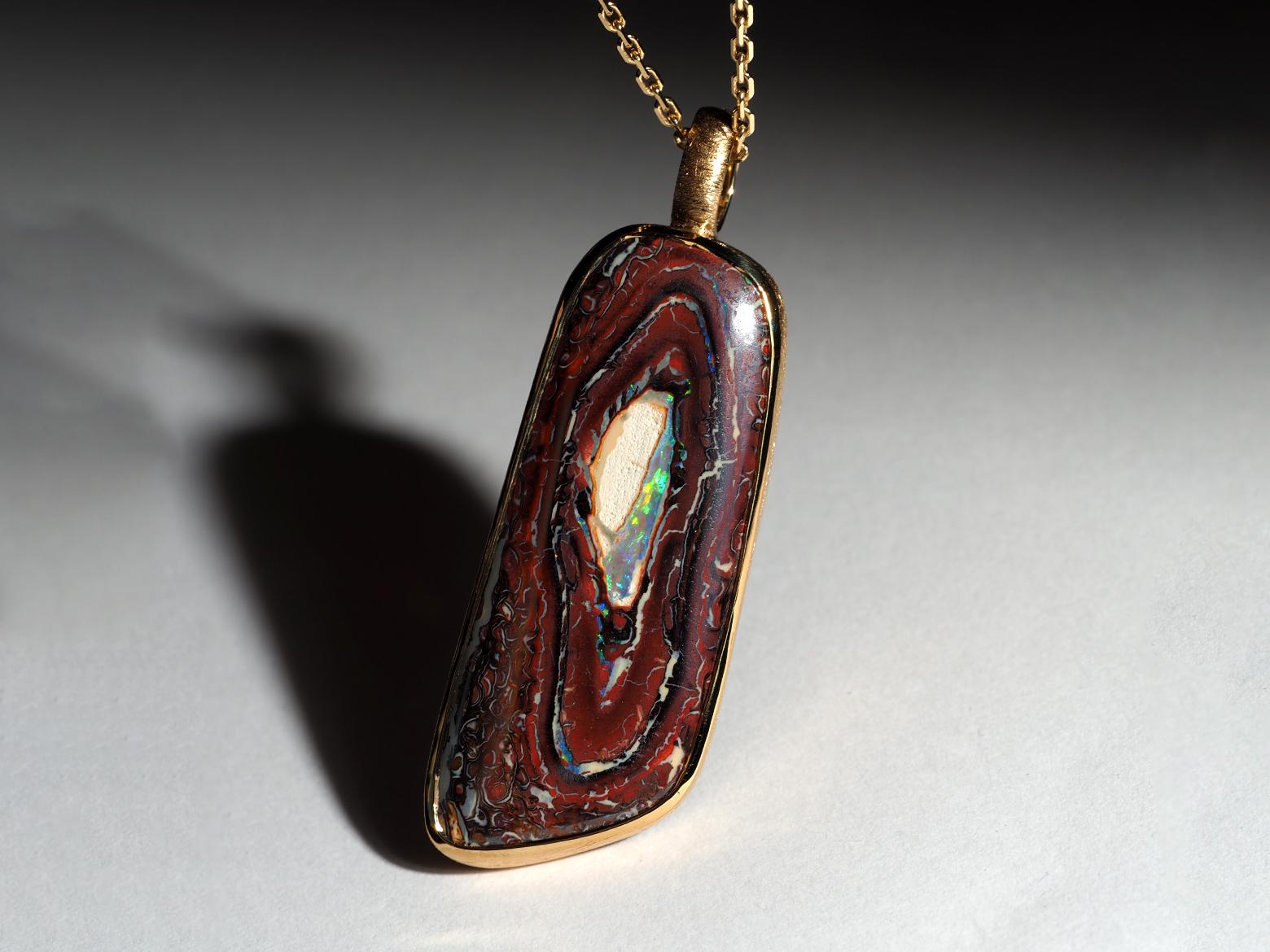 da uomo o donna Boulder Koroit Opale Ciondolo d'argento Collana placcata in oro regalo di nozze opale in vendita