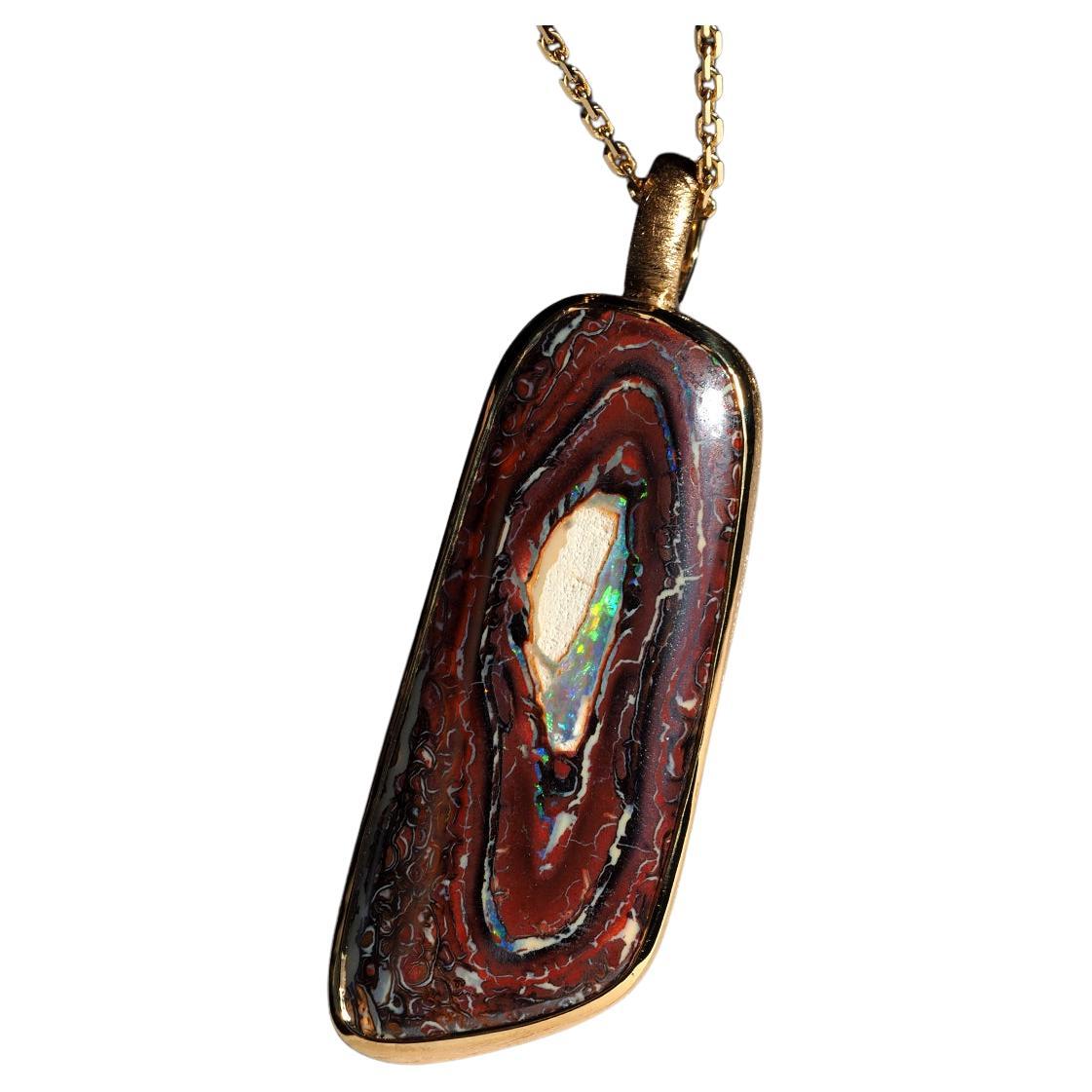 Boulder Koroit Opal Silver Pendant Gold Plated Necklace opal wedding gift