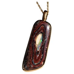 Boulder Koroit Opale Ciondolo d'argento Collana placcata in oro regalo di nozze opale