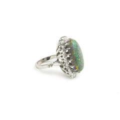 Boulder Opal And Diamonds 14 Karat White Gold Ring