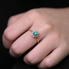 Boulder Opal Blossom Ring with Crystal Opal Halo 14K Yellow Gold