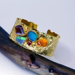 Boulder Opal Pulsera Tourmaline Mexican Opal Zircon 22k 18k 14k Gold