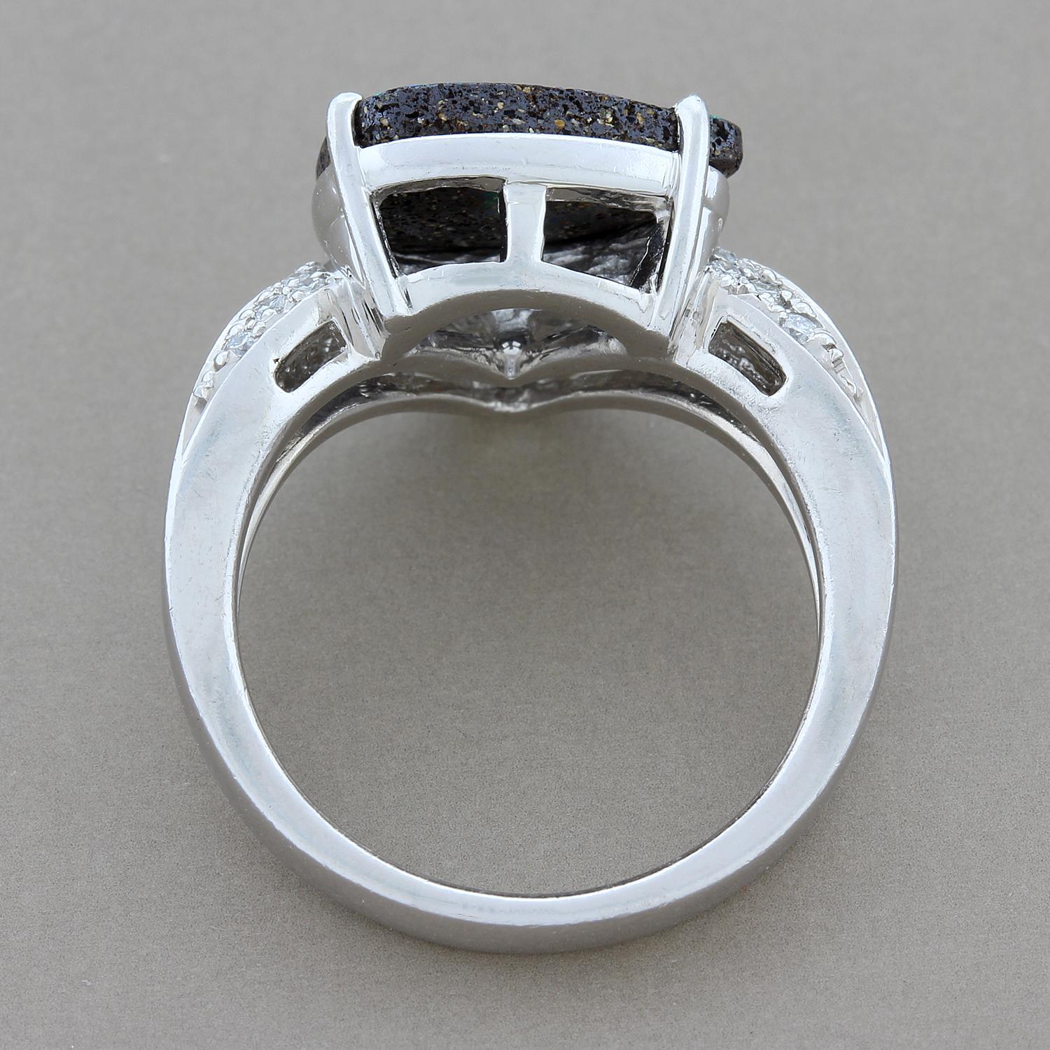 Boulder Opal Diamond Platinum Ring 1