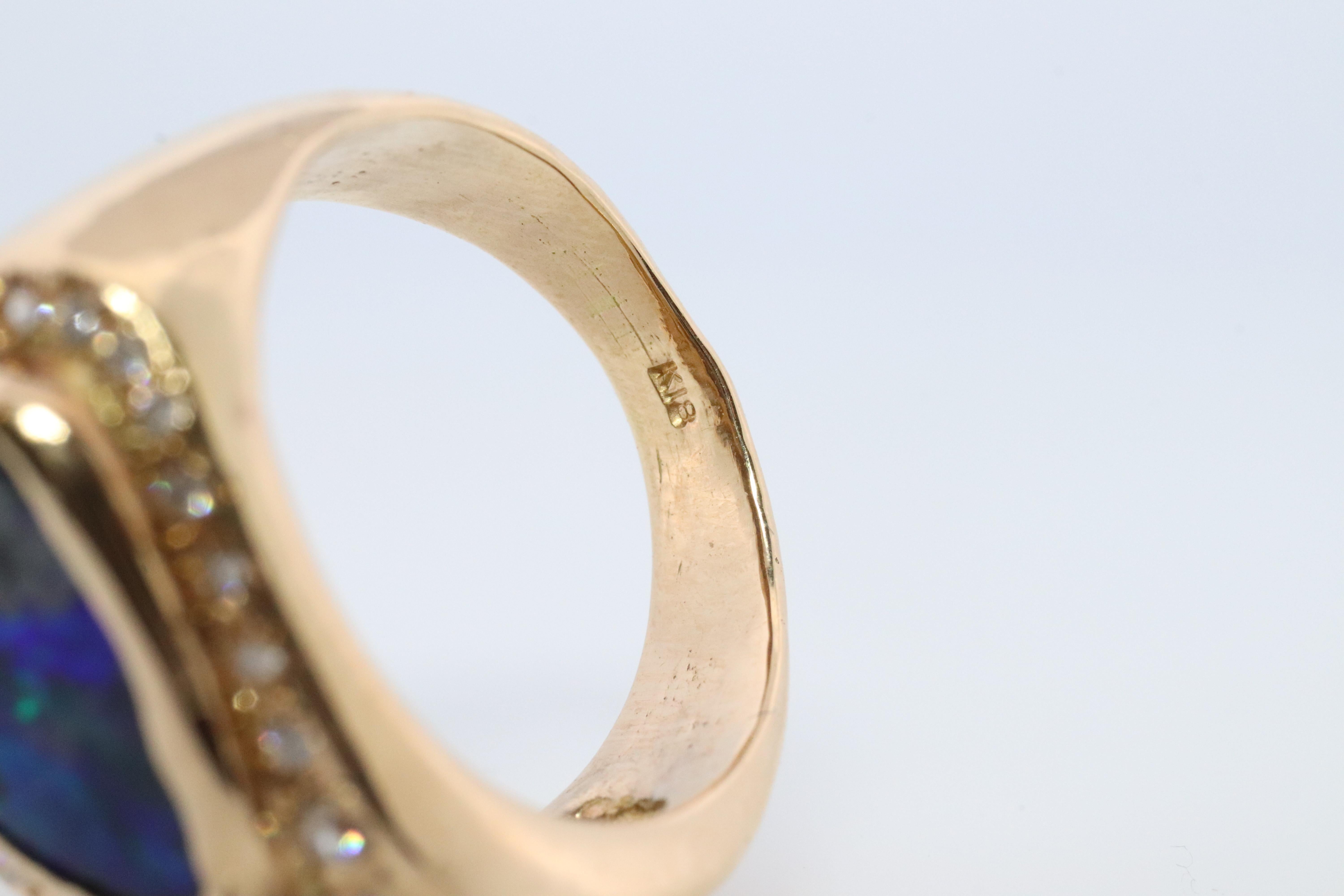 Bague Boulder Opal Diamond. Bague en or 18k sertie d'opales véritables et de diamants. en vente 4