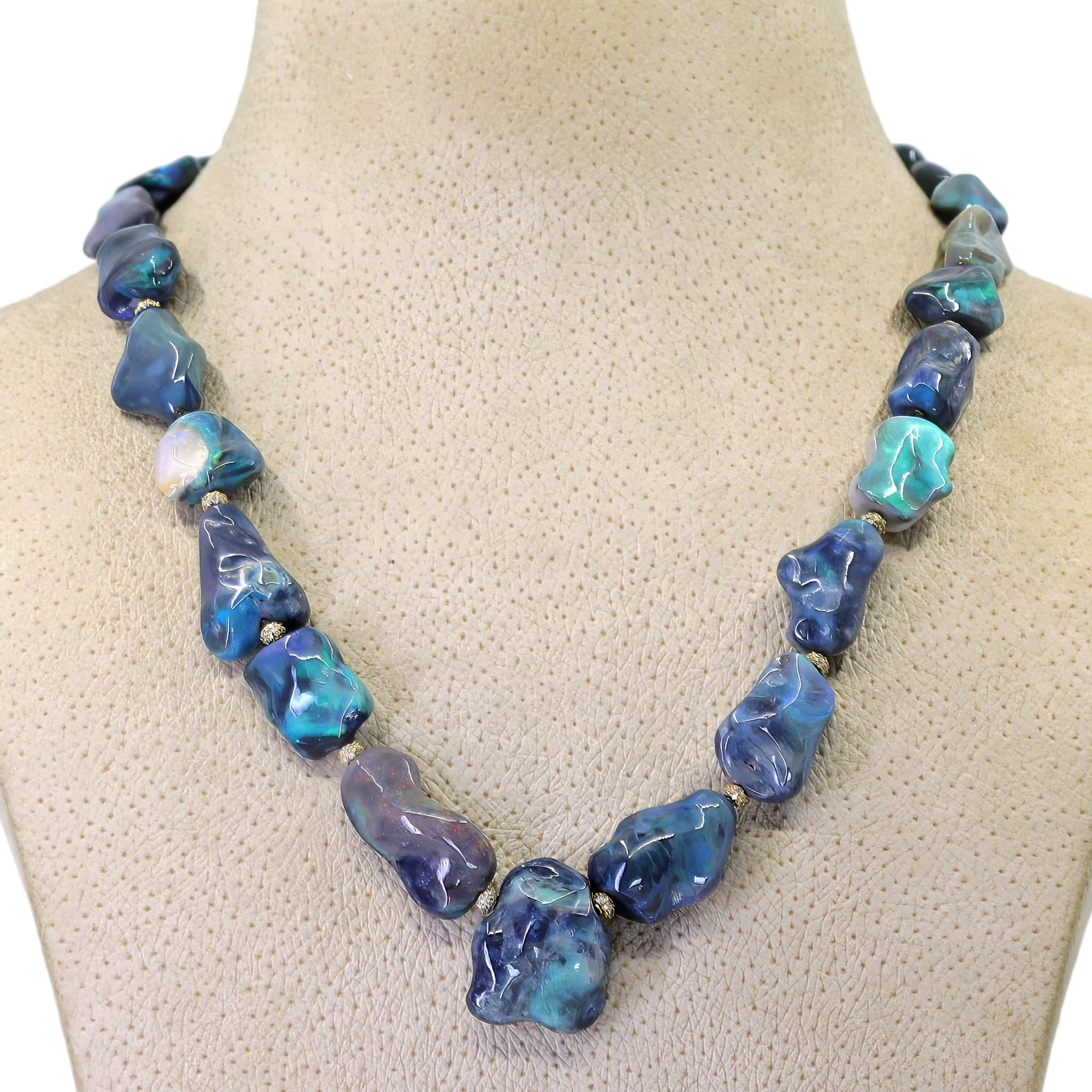 Collier Boulder Opal Diamond Yellow Gold One-of-a-Kind, Just Jules 2025 Pour femmes en vente