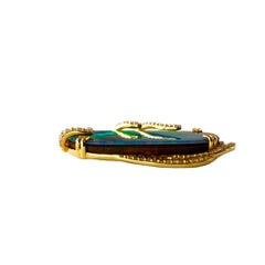 Boulder Opal Doublet and Diamond 18 Karat Yellow Gold Necklace