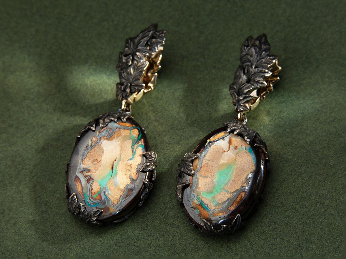 Boulder Opal Earrings Middle-Earth Tolkien Lord of the Rings For Sale 4