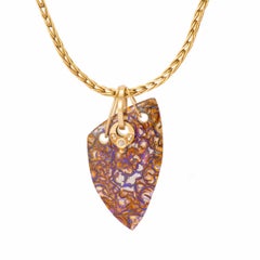 Boulder Opal and Eclipse Diamond Pendant in 18 Karat Gold