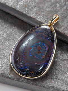 Boulder Opal Gold Anhänger Polychrome Natürlicher Australischer Edelstein