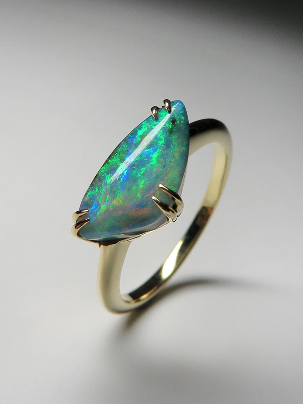 Boulder Opal Gold Ring Engagement ring For Sale 1