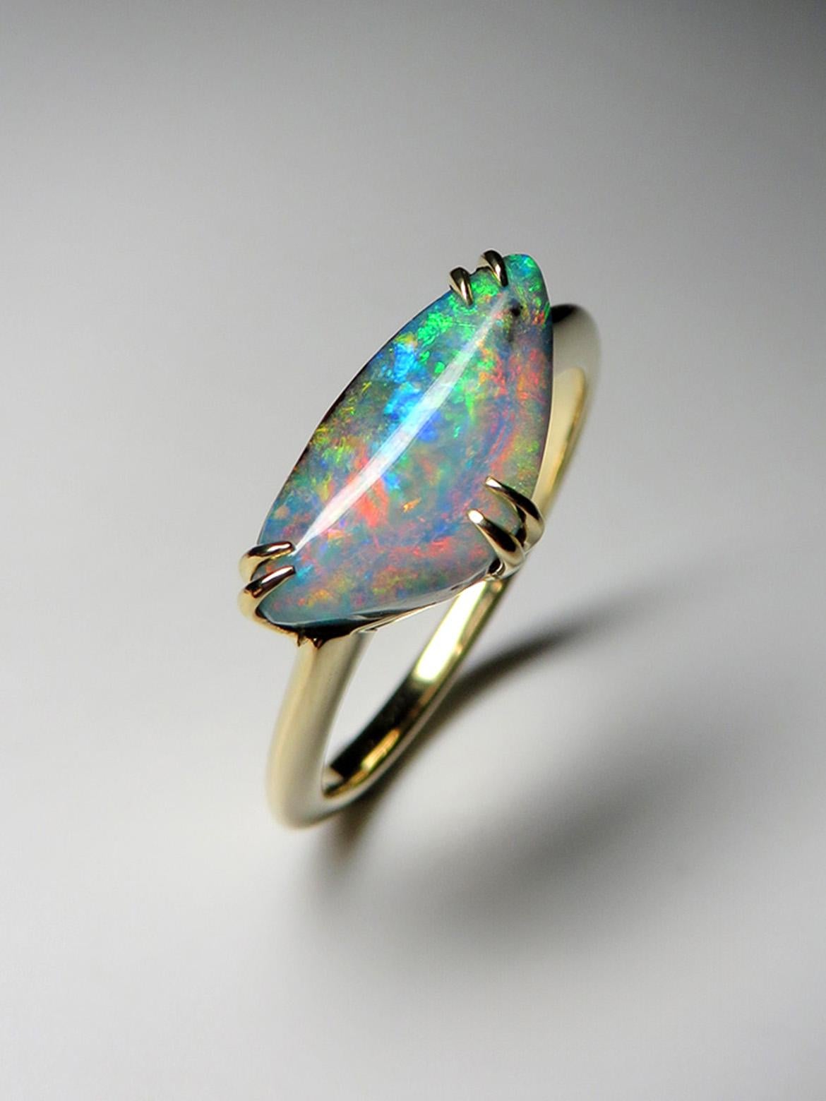 Boulder Opal Gold Ring Verlobungsring im Angebot 5
