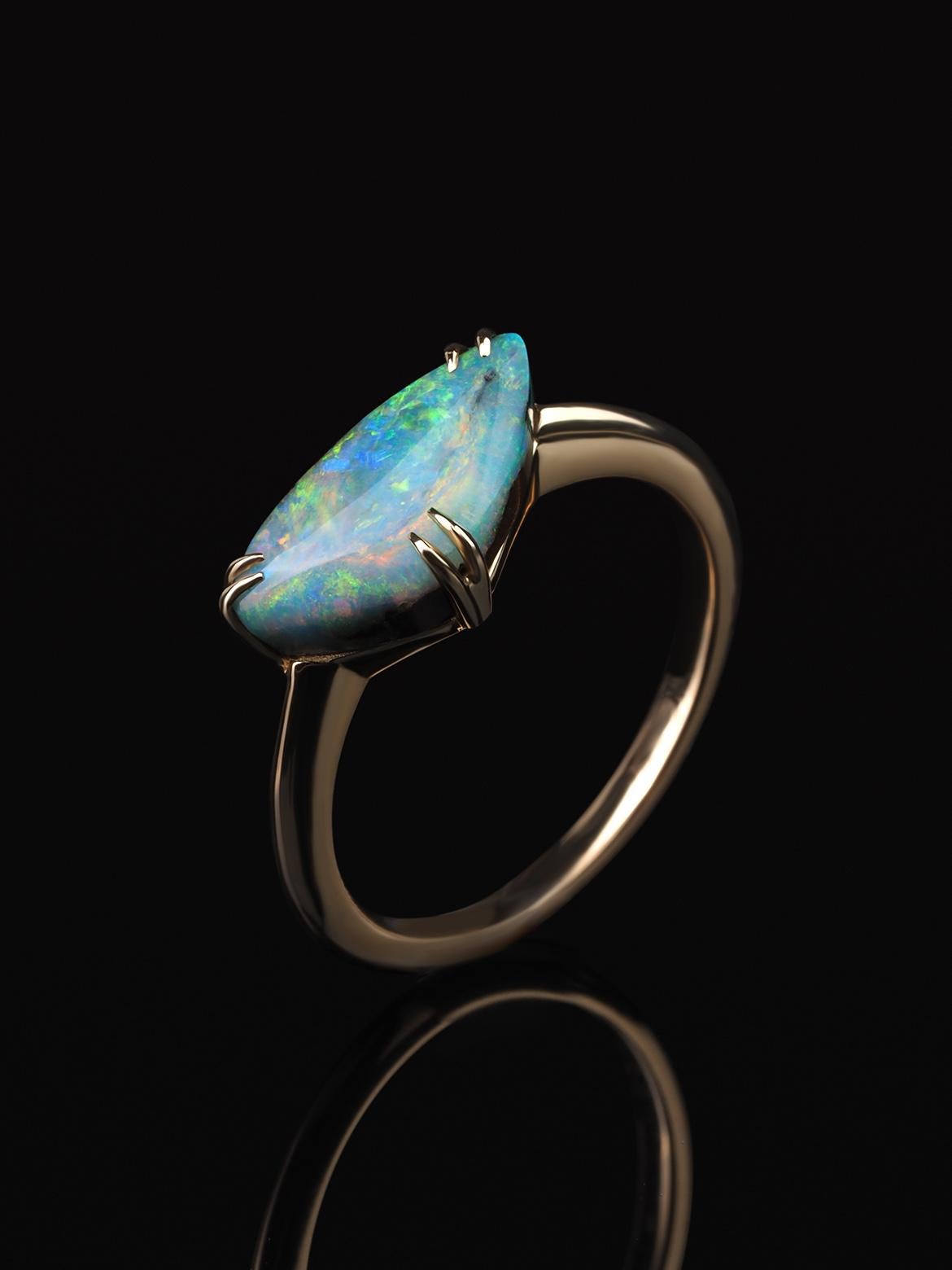 Boulder Opal Gold Ring Verlobungsring (Kunsthandwerker*in) im Angebot
