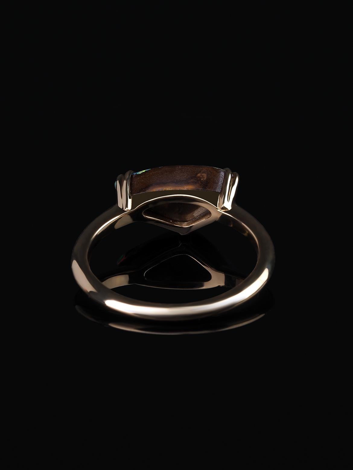Boulder Opal Gold Ring Verlobungsring im Angebot 1