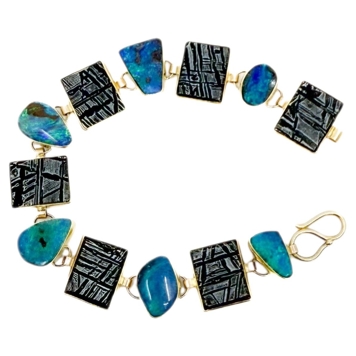 Boulder Opal Link Bracelet Meteorite 22k 18k Gold "Messages from the Gods"