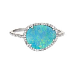 Boulder Opal Micro Pave Diamant Ring 14k Gold Freiform Cocktail Schmuck