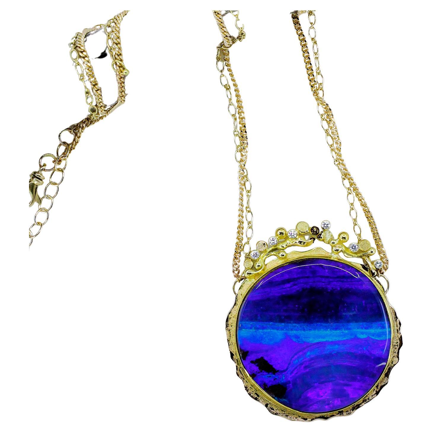 Boulder Opal Necklace Diamonds 22k 18k 14k “Skinny Dipping”