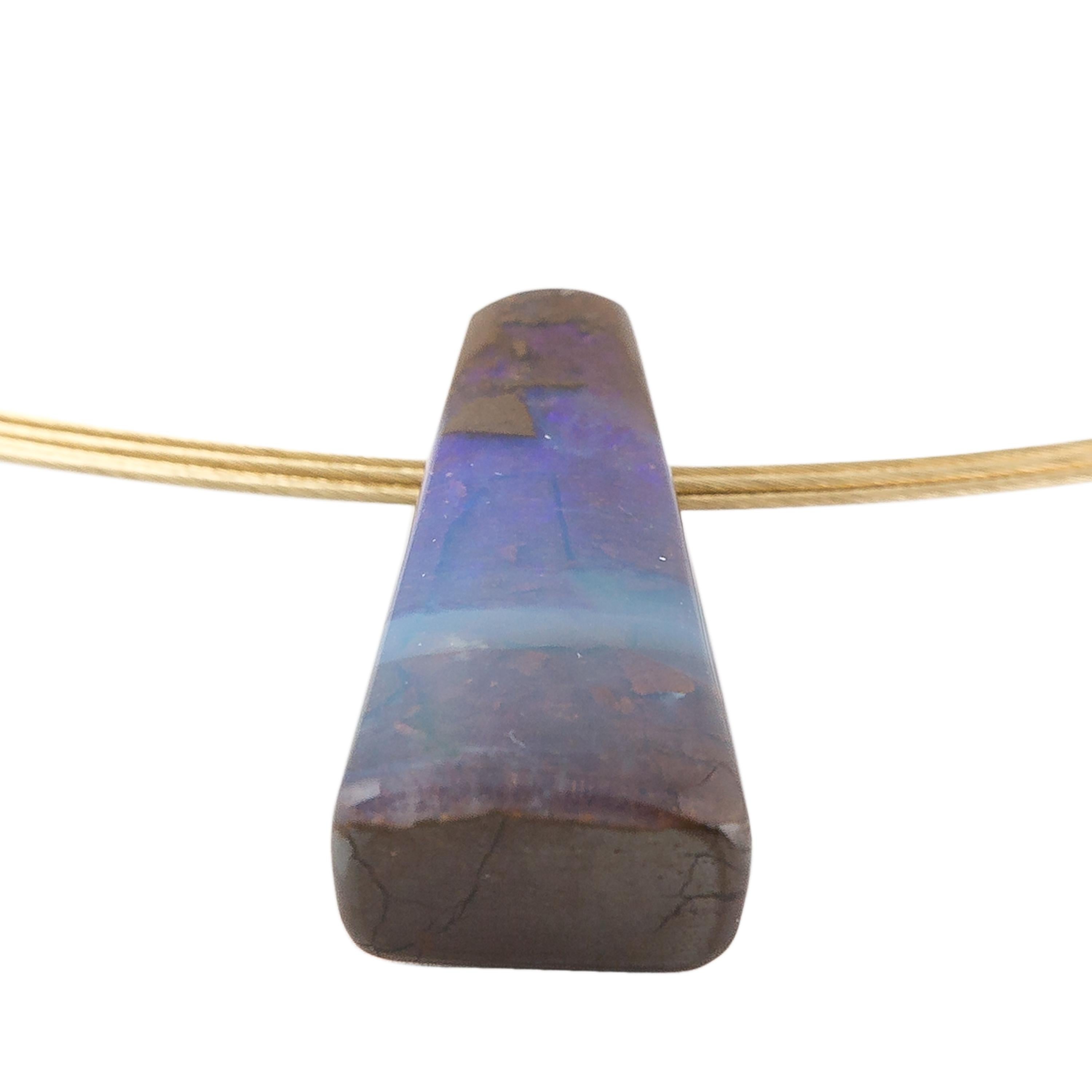 Boulder Opal Necklace on 14 Karat Yellow Gold  For Sale 5