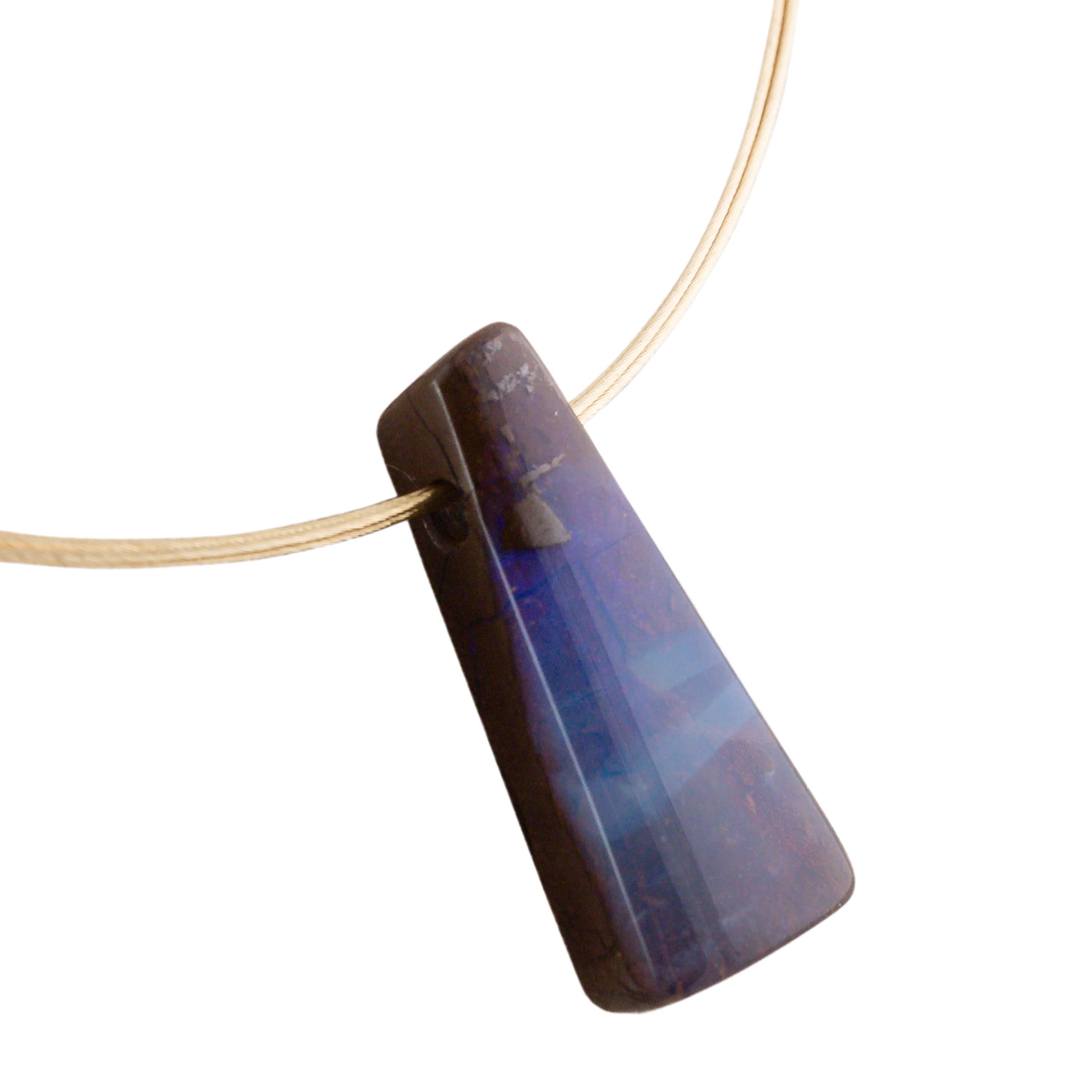 Boulder Opal Necklace on 14 Karat Yellow Gold In New Condition For Sale In Ballynahinch, Co Down