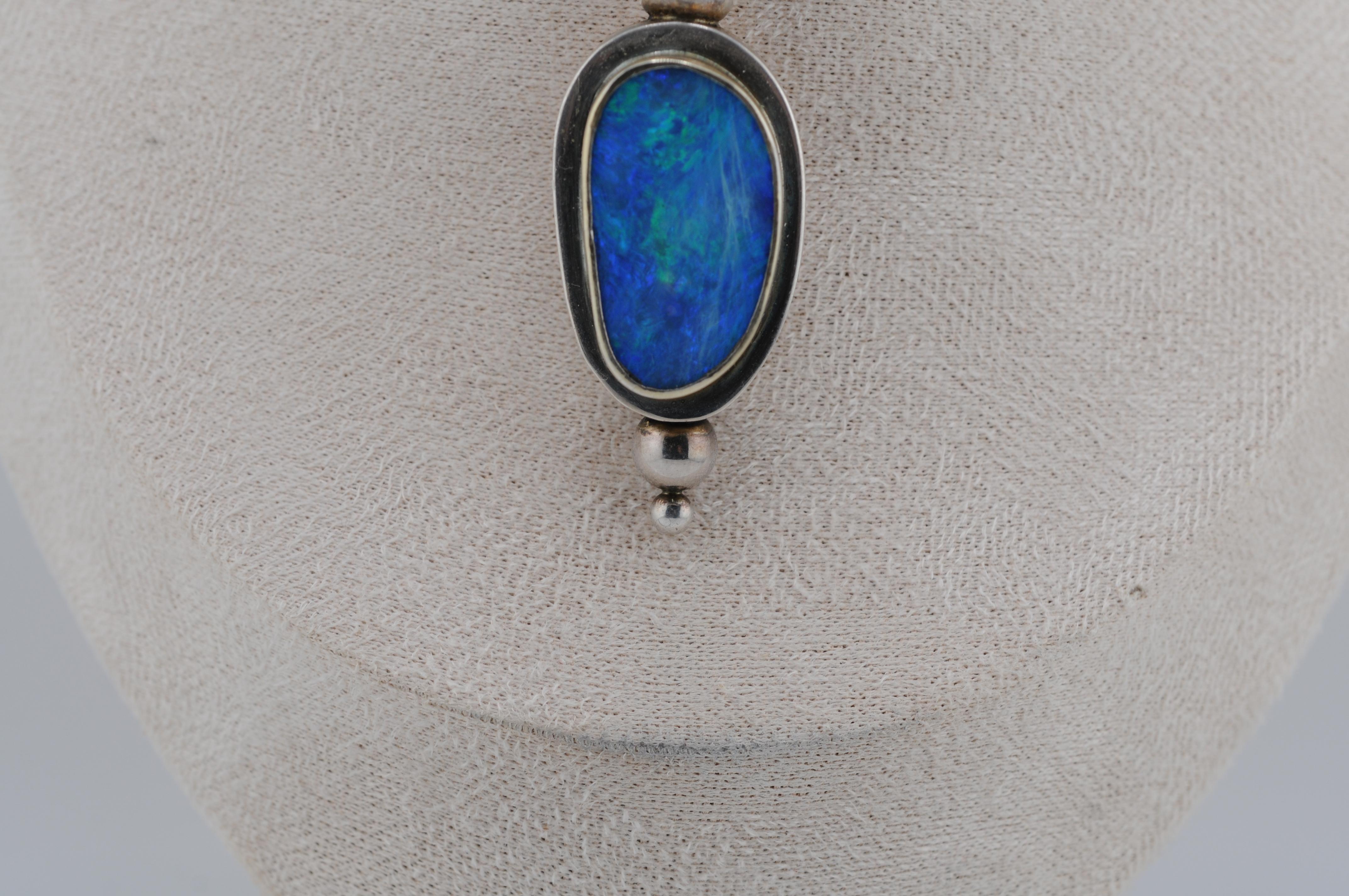 Boulder-Opal-Halskette aus Sterlingsilber mit Goldakzenten für Damen oder Herren im Angebot