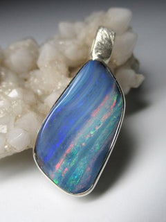 Boulder Opal Pendant Colorful Blue Natural Australian Gemstone Unisex gift