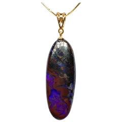 Boulder Opal Pendant on a Gold Plated Silver Chain