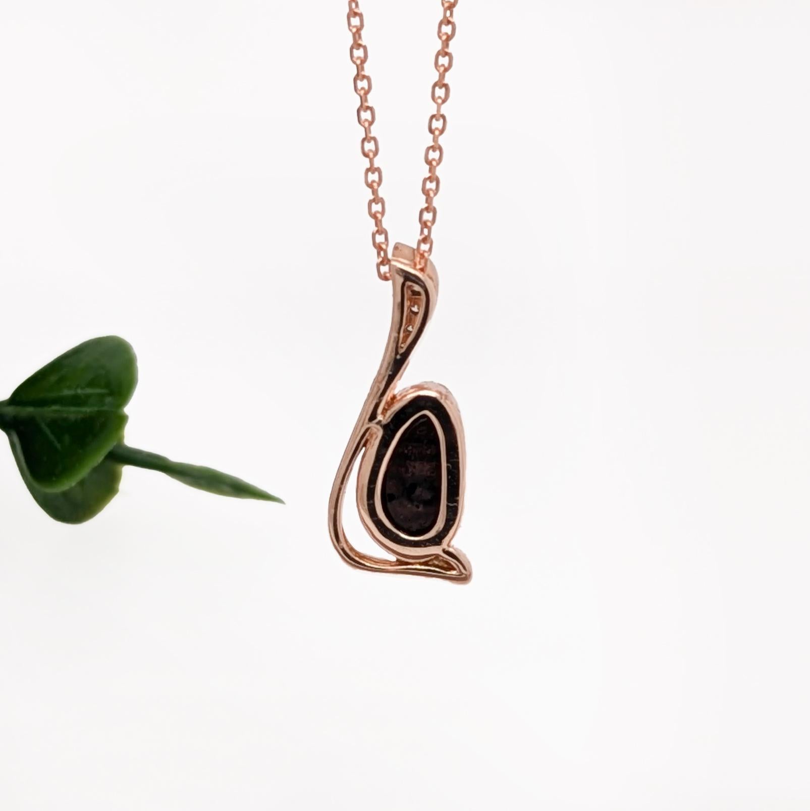 Boulder Opal Pendant w Natural Diamond Accents in Solid 14K Gold  Fancy 8x4.7mm In New Condition For Sale In Columbus, OH