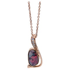 Ciondolo Opale Boulder con accenti di diamanti naturali in oro massiccio 14K  Fantasia 8x4,7 mm