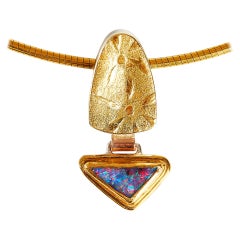 Boulder Opal Pendant with 22 Karat Yellow Gold and Silver