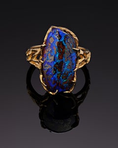 Boulder Opal Ring Gold Gem Unisex Jewelry Unique engagement ring