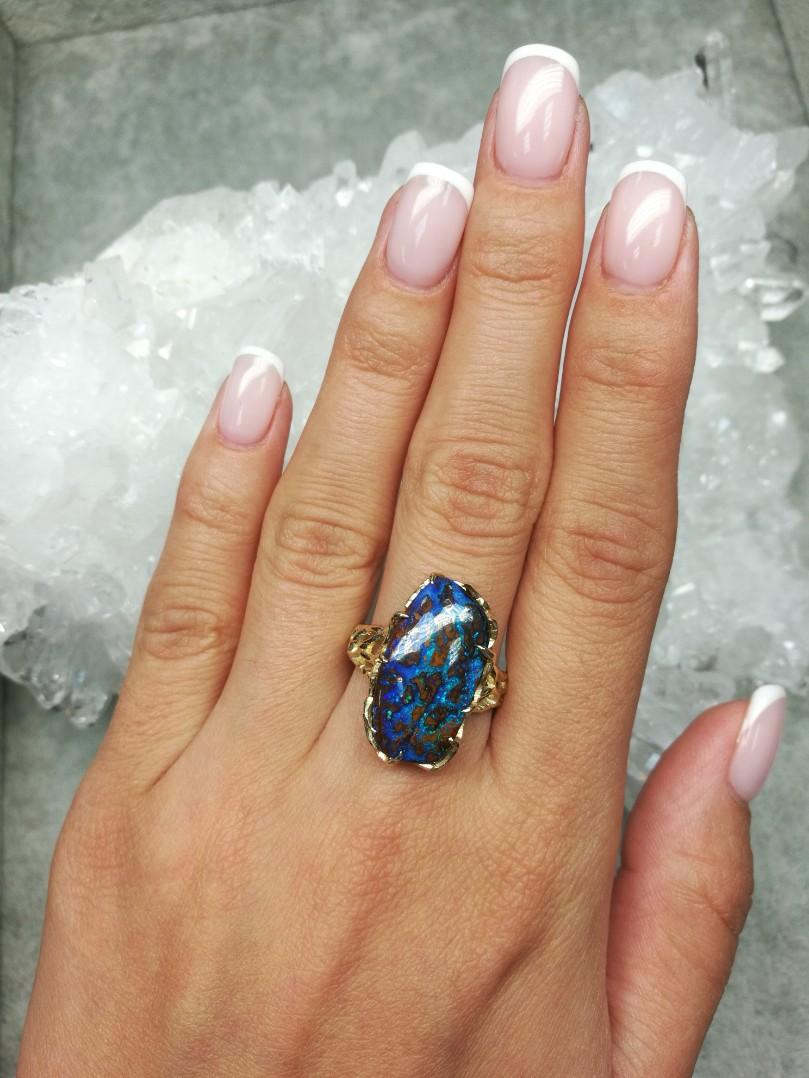 boulder opal gold ring