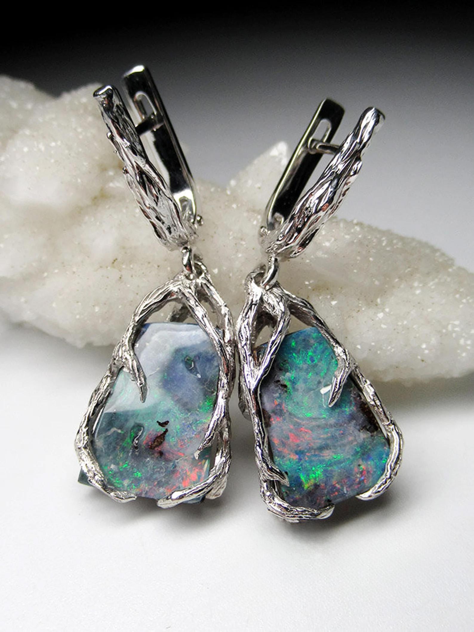 rainbow opal earrings