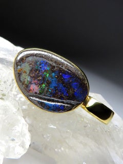 Boulder Opal Silber Halskette Multicolor Australian Edelstein Geschenk Vintage-Stil