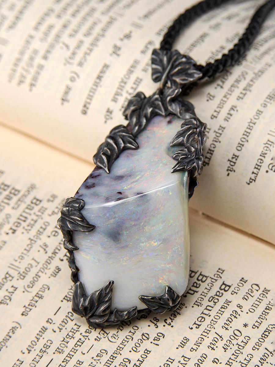 Boulder Opal Necklace Australian Gemstone Ivy Art Nouveau style gift For Sale 3