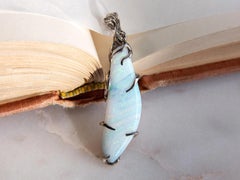 Boulder Opal Silver Pendant Blue Natural Australian Gemstone Valentines day gift