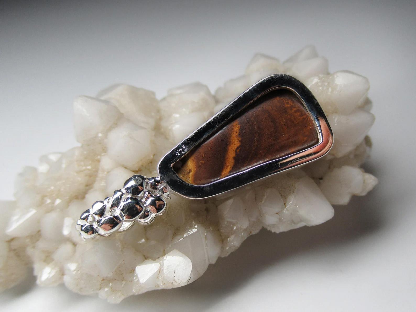 Boulder Opal Silver Pendant Colorful Blue Natural Australian gemstone gift For Sale 1