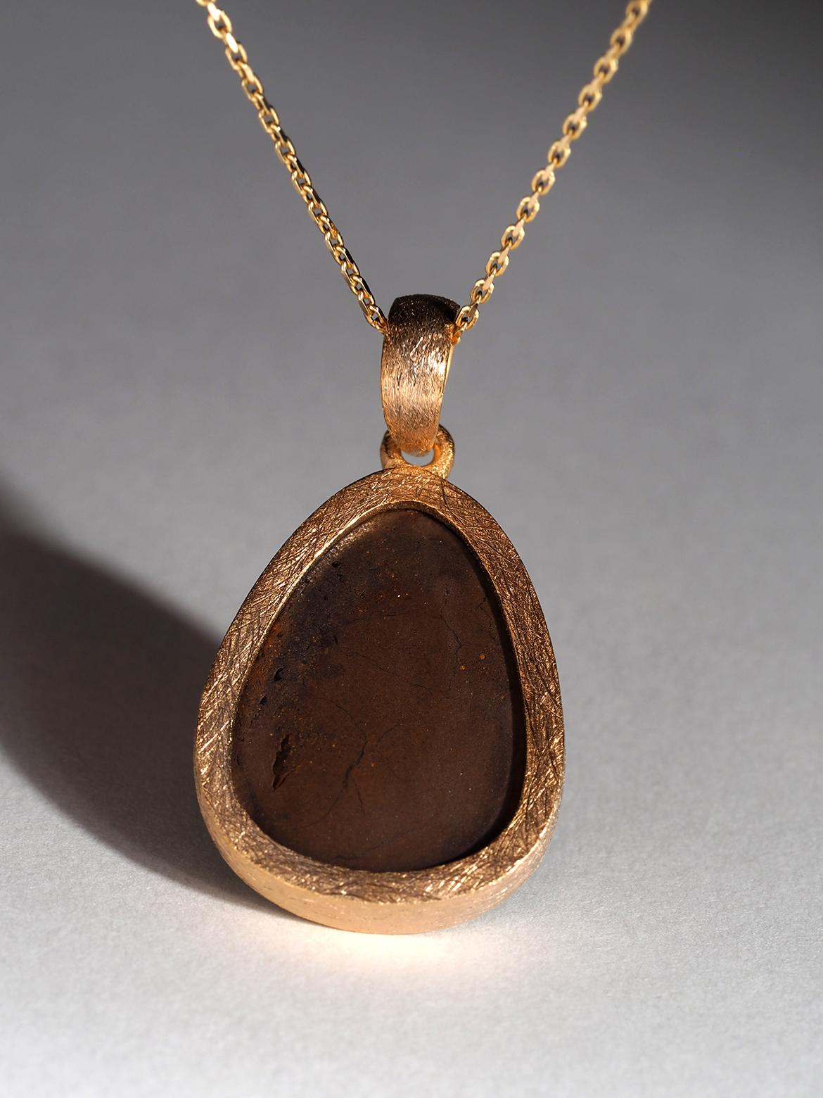 Boulder Opal Silver Pendentif Koroit Opal Collier plaqué or Neuf - En vente à Berlin, DE