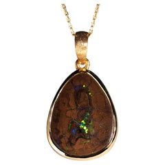 Boulder Opal Silver Pendentif Koroit Opal Collier plaqué or