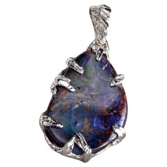 Colgante de plata de ópalo de Boulder Piedra preciosa australiana natural Joyería unisex para hombre