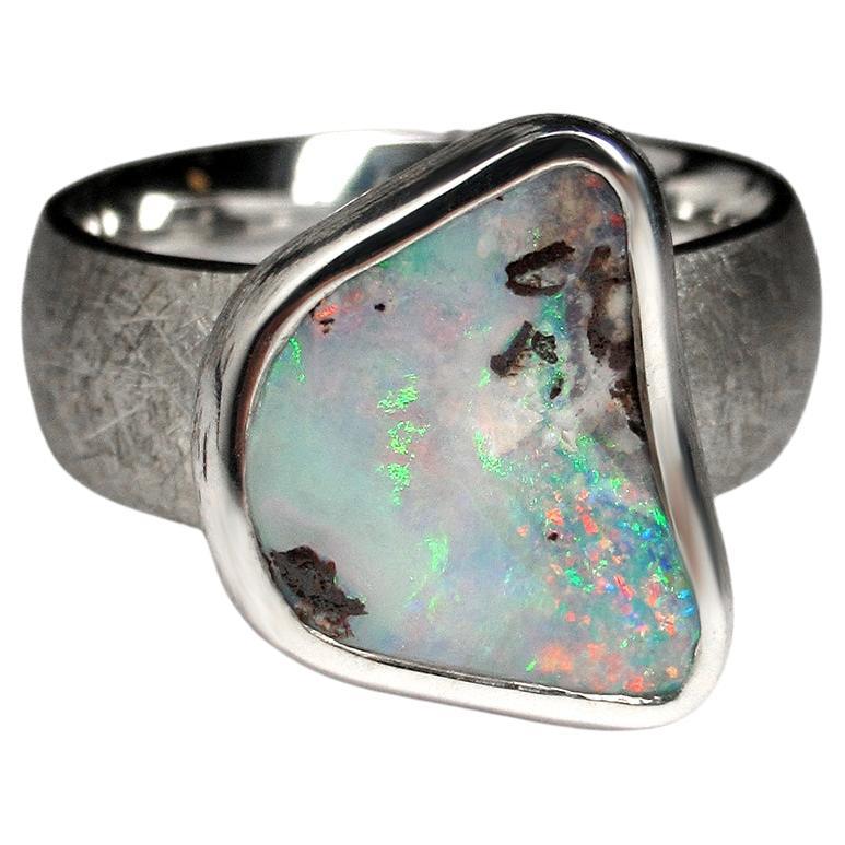 Boulder Opal Silver Ring  5 carat anniversary opal wedding gift vintage style