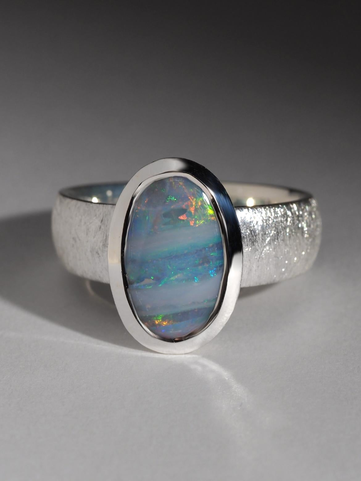 Anillo de plata con ópalo de Boulder en Nuevo estado para la venta en Berlin, DE