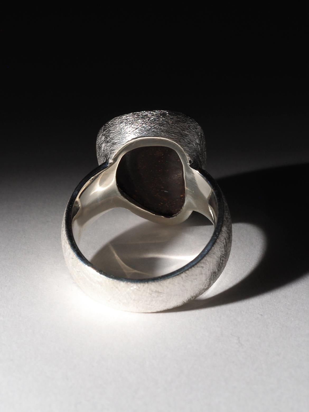 Boulder Opal Silver Ring Mens Statement Jewelry Gift birthday For Sale 8