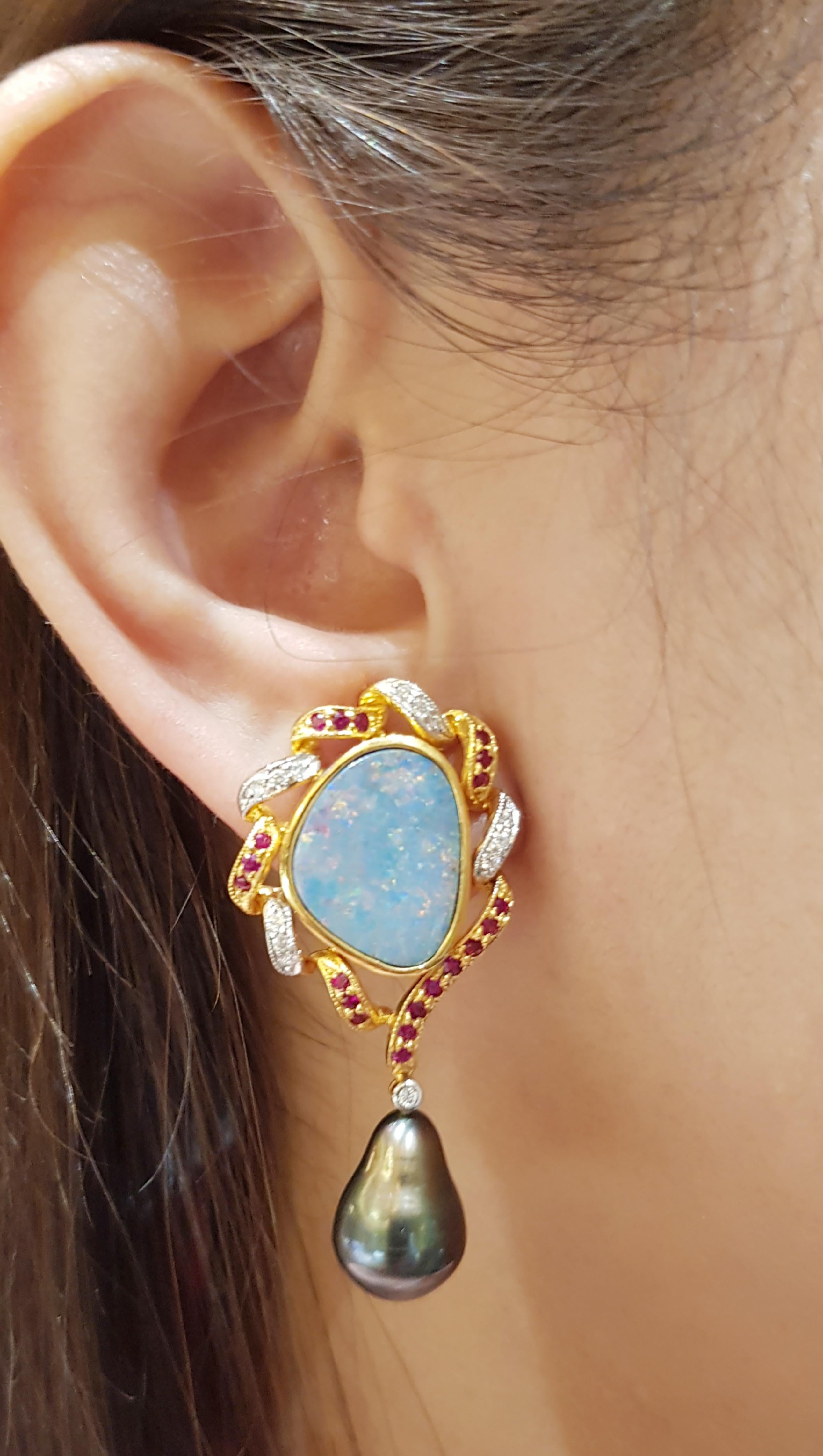 opal and ruby earrings
