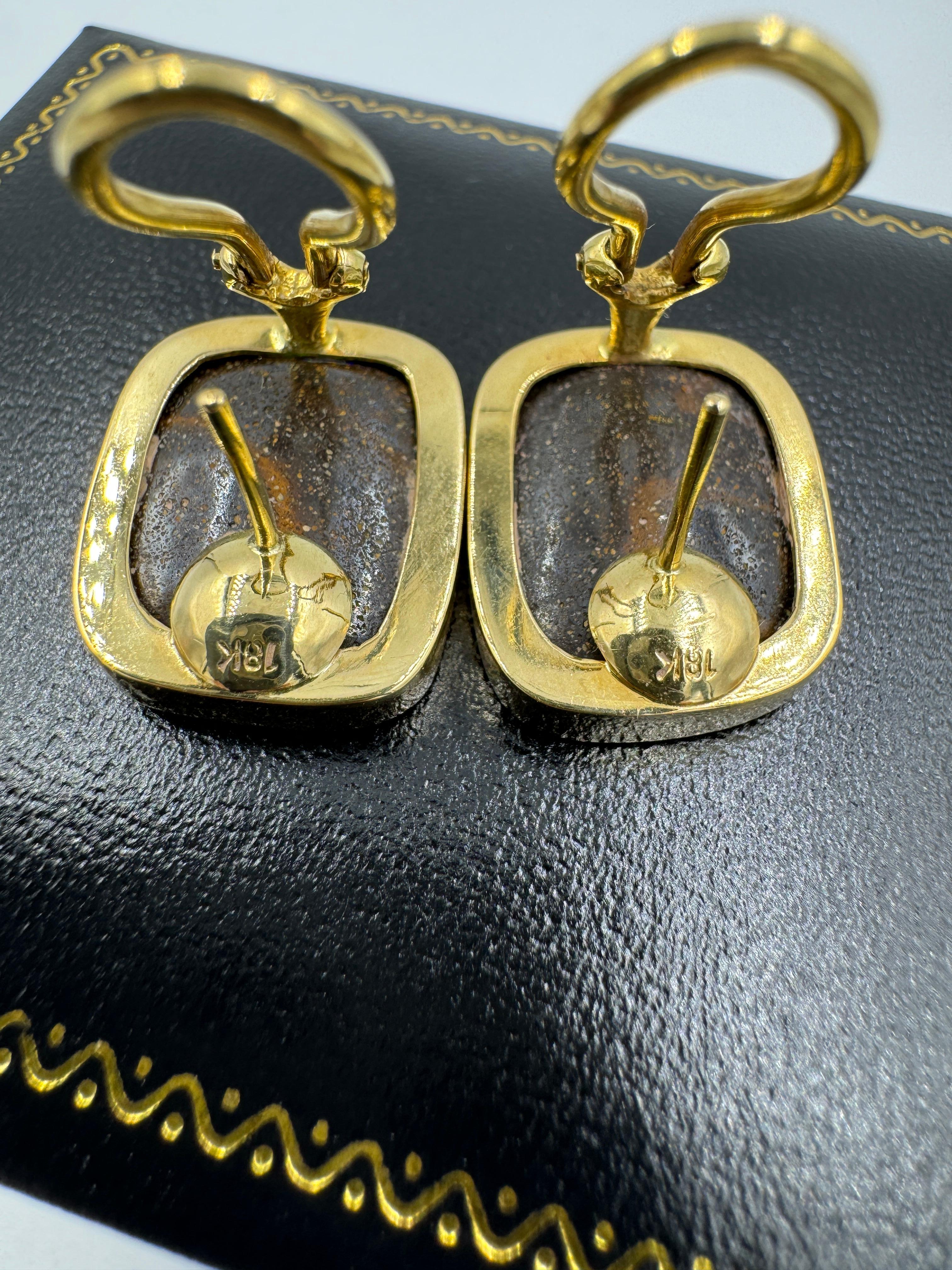 Boulder Opal Yellow Gold Earrings 2