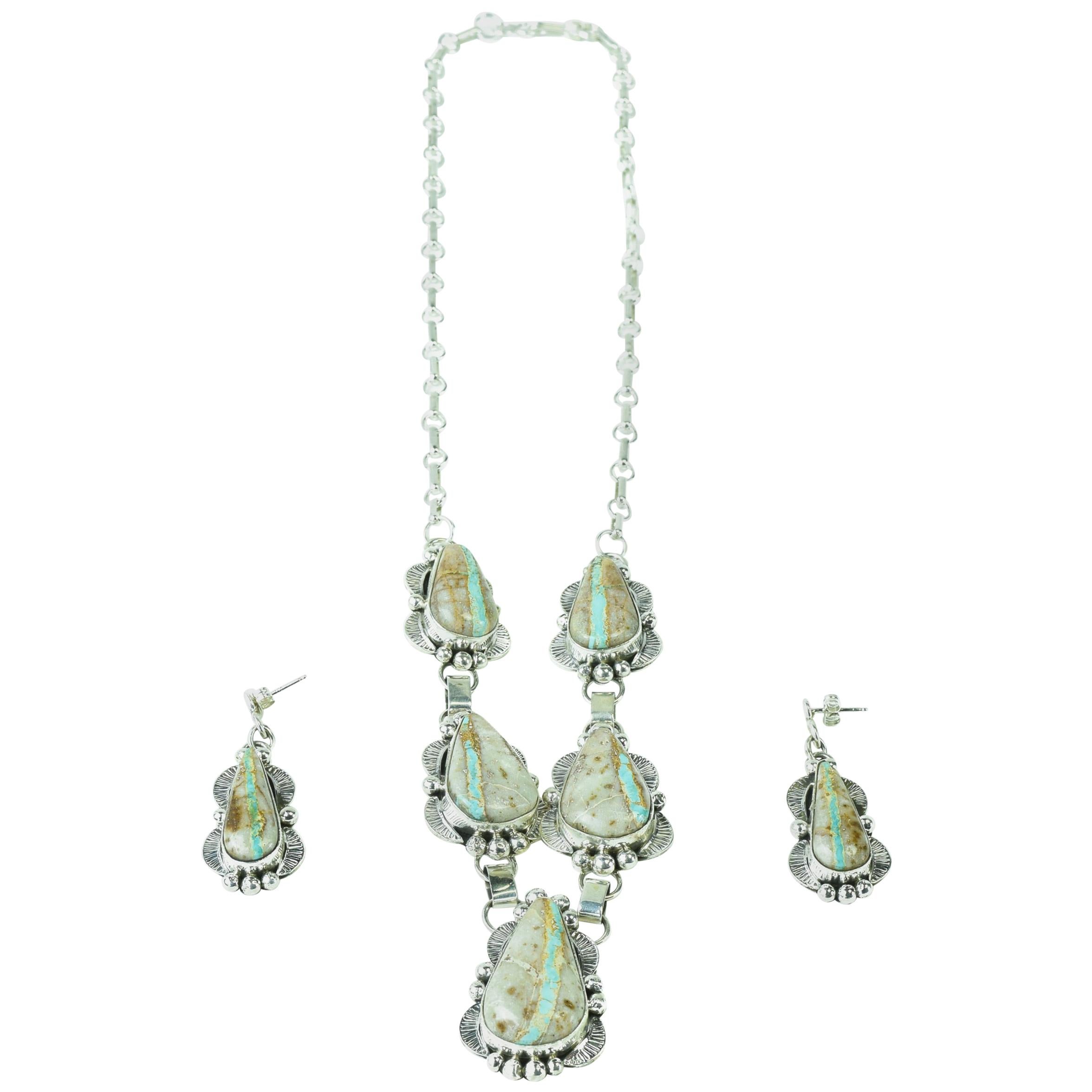 Stunning Zuni Inlaid Turquoise Concho Belt, Earrings and Necklace Set