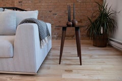 Contemporary Candle Holder, Boule #2, Carved Walnut and Brass by Nadine Hajjar