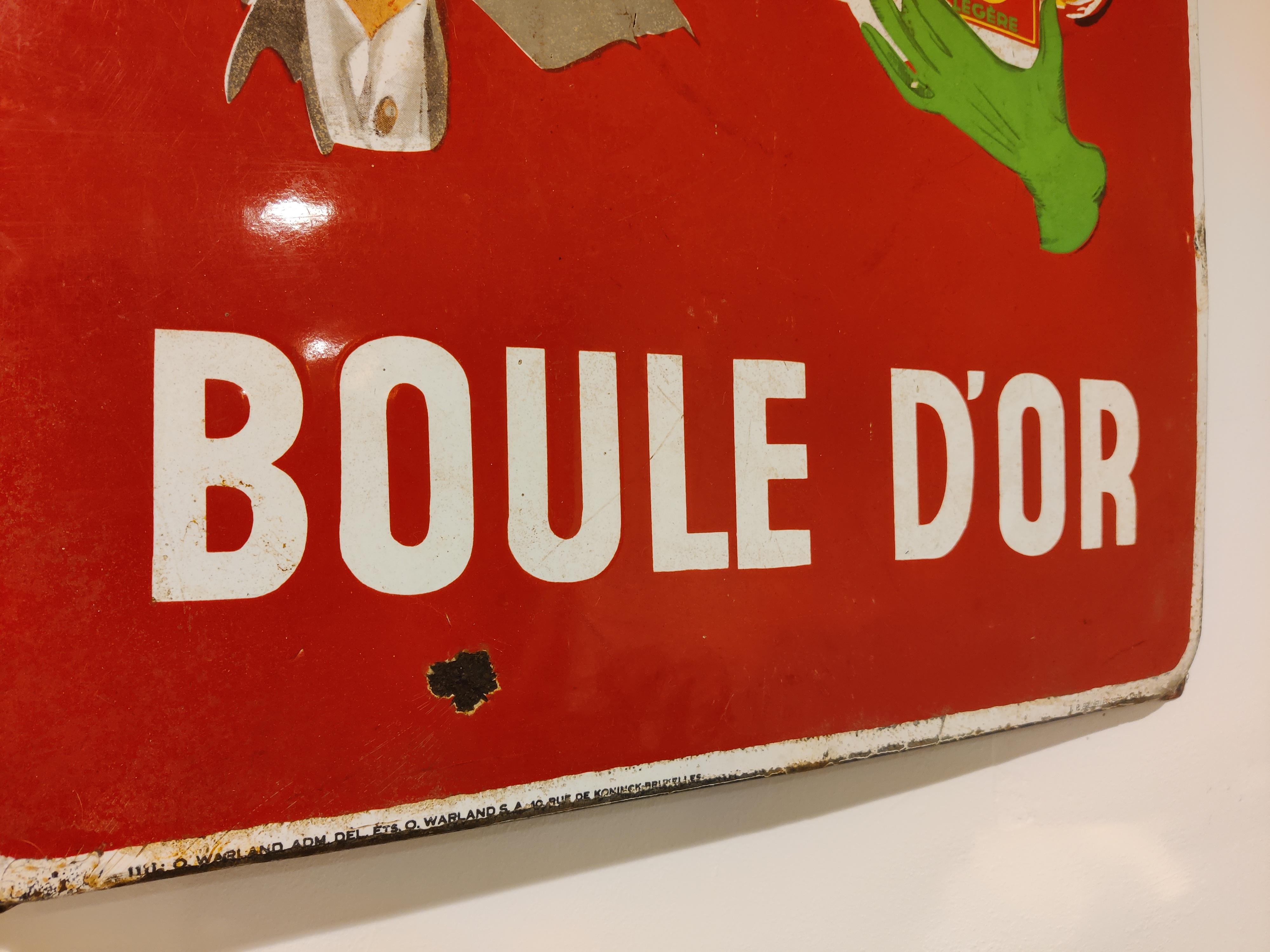 Belgian Boule D'or Enamel Sign, 1953, Vintage Advertising