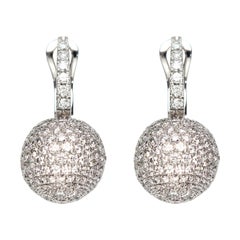 Used Diamonds ct 13.00 Contemporary ball earrings, in 18 Kt gold. Handcraft in Italy.