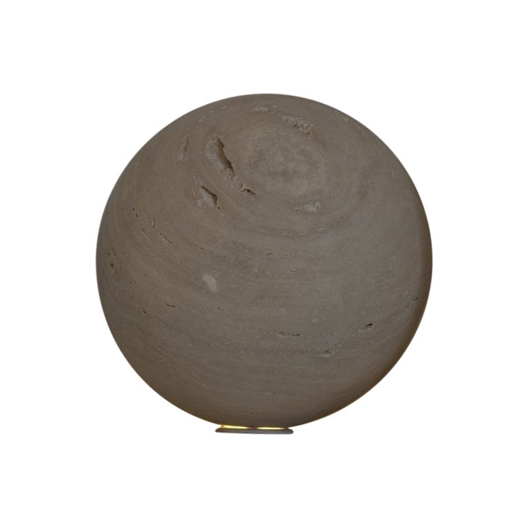 Boule En Travertin 20 Round Decorative Object And Centerpiece by Beije Avenue For Sale